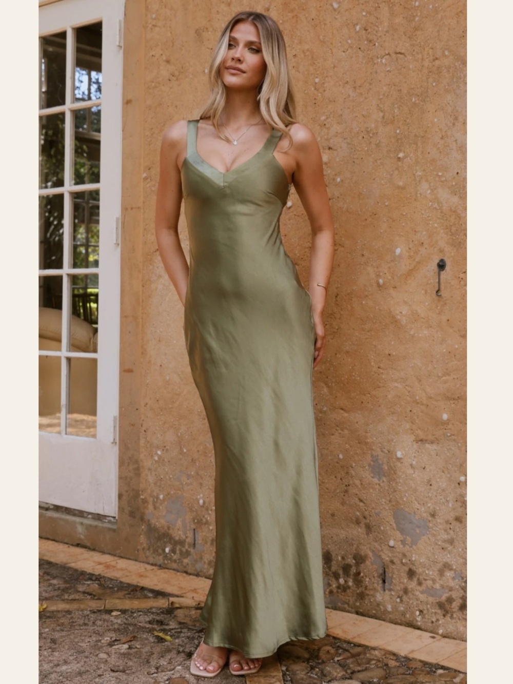 Billy J Andie Maxi Dress in Olive - NWT/SIZE US 4